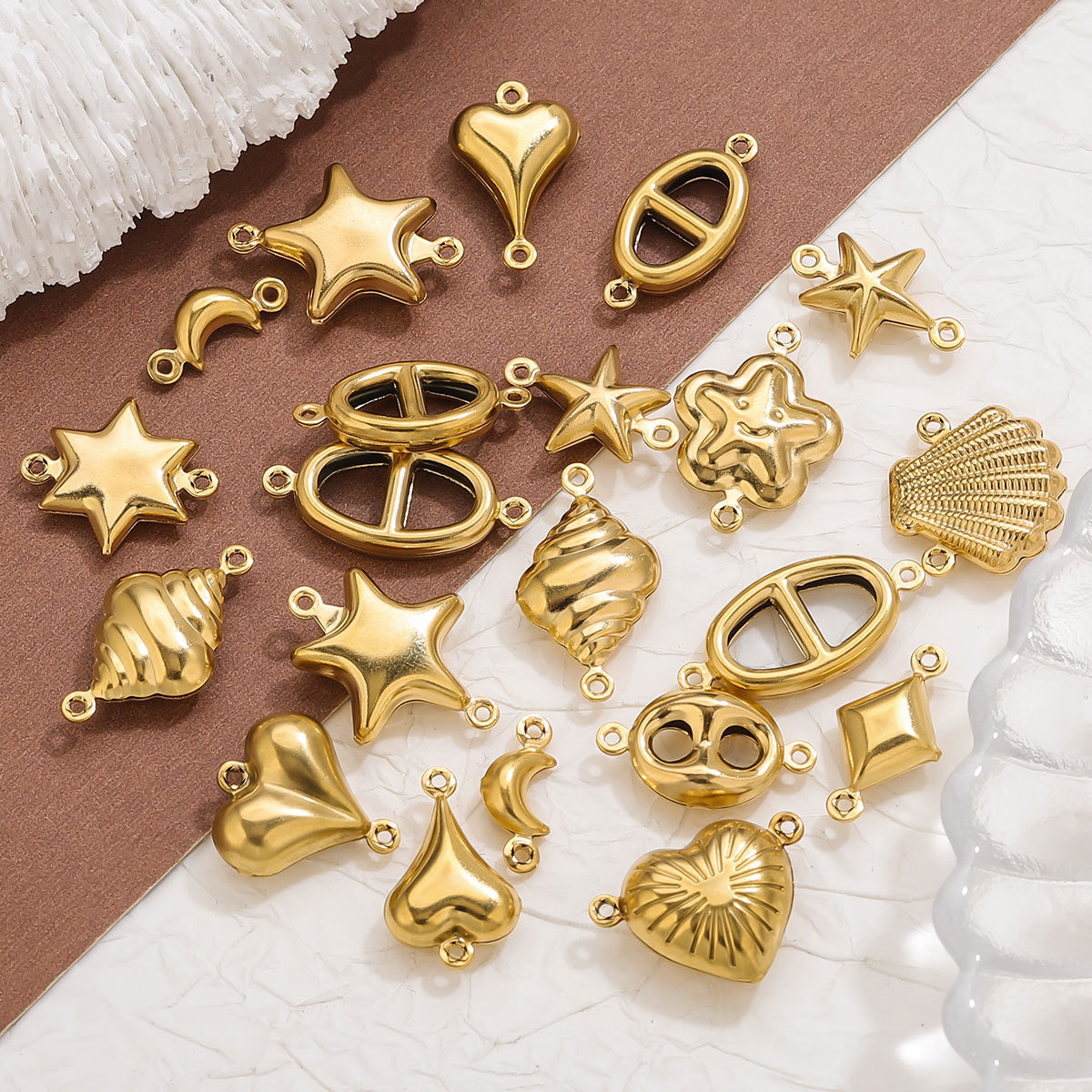 Stainless Steel Hollow Pendant Heart Star Handmade Connector Jewelry Accessories For Necklace Bracelet Craft Design