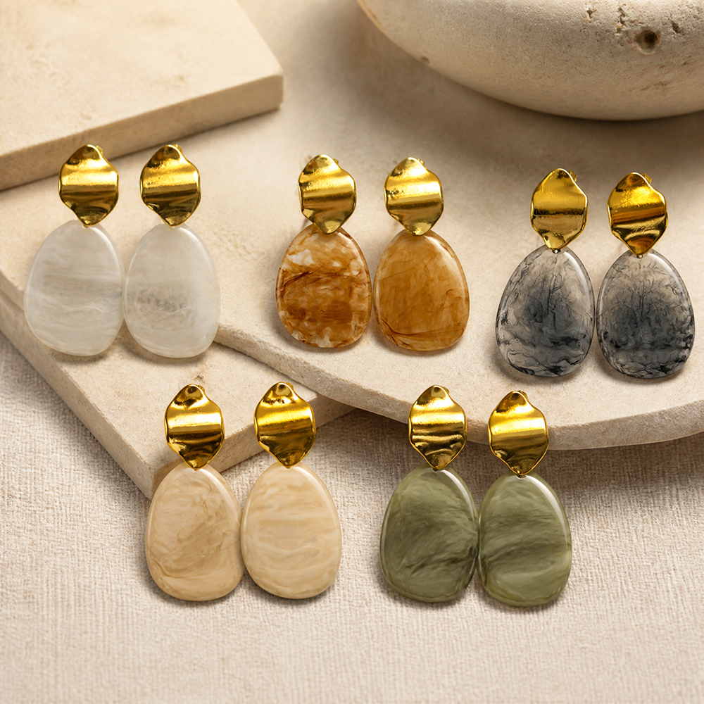 Geometric Electroplated Stud Earrings For Women In 18K Real Gold Plated 304 Stainless Steel With 0.03µm PVD Coated Layer