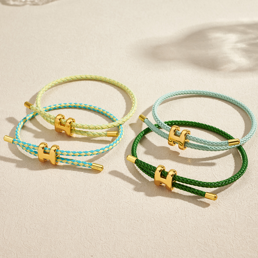Simple Style Electroplated Letter Rope Bracelet For Women With Golden Plated Cord String