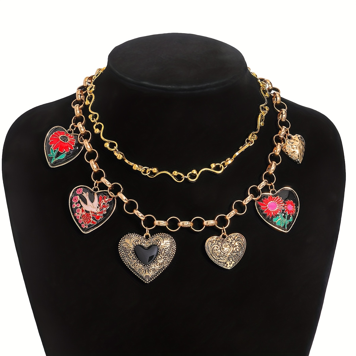 Heart Shape Electroplated Necklace For Women In Golden Plated Alloy With 0.03µm Zinc Alloy Pendant