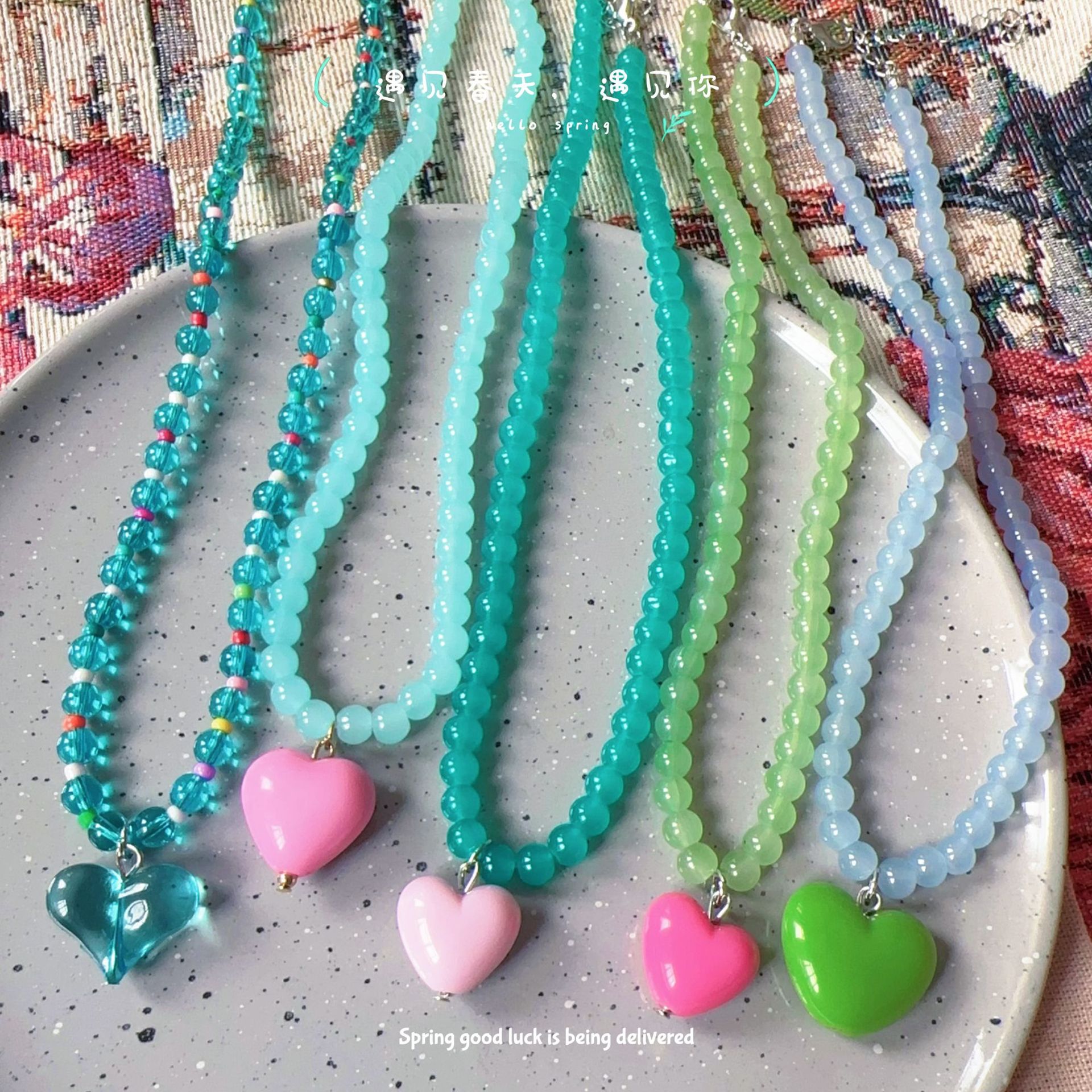 Dopamine Boosting Candy Colored Women's Necklace Unique Design Choker Sweet Cool Trendy Handmade Pearl Simple Style Jewelry