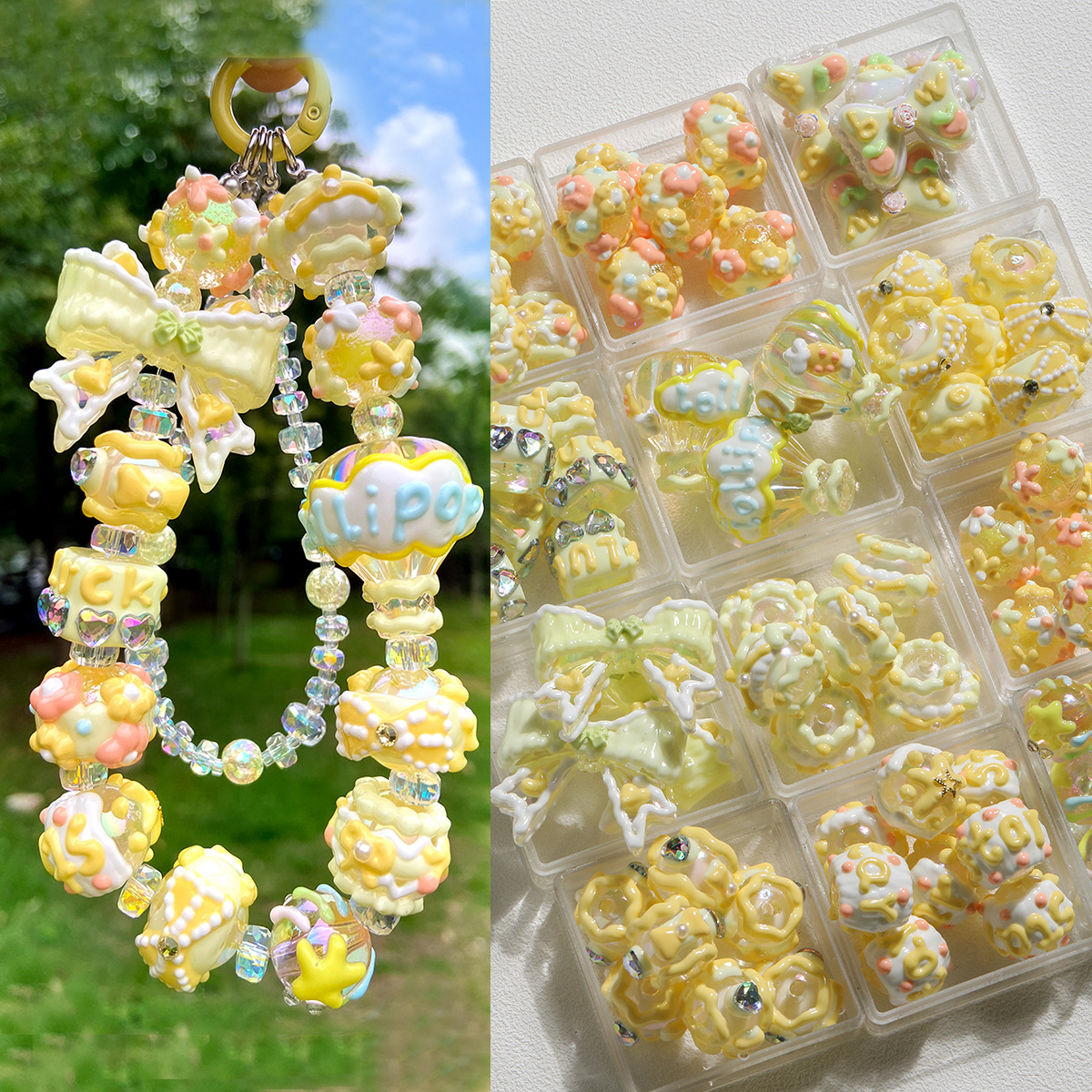 【Egg Yolk Pie】Full Oil Heavy Craft Irregular Hand-Painted Beads Phone Chain Car Hanging Beads DIY Accessories Material Kit Loose Beads