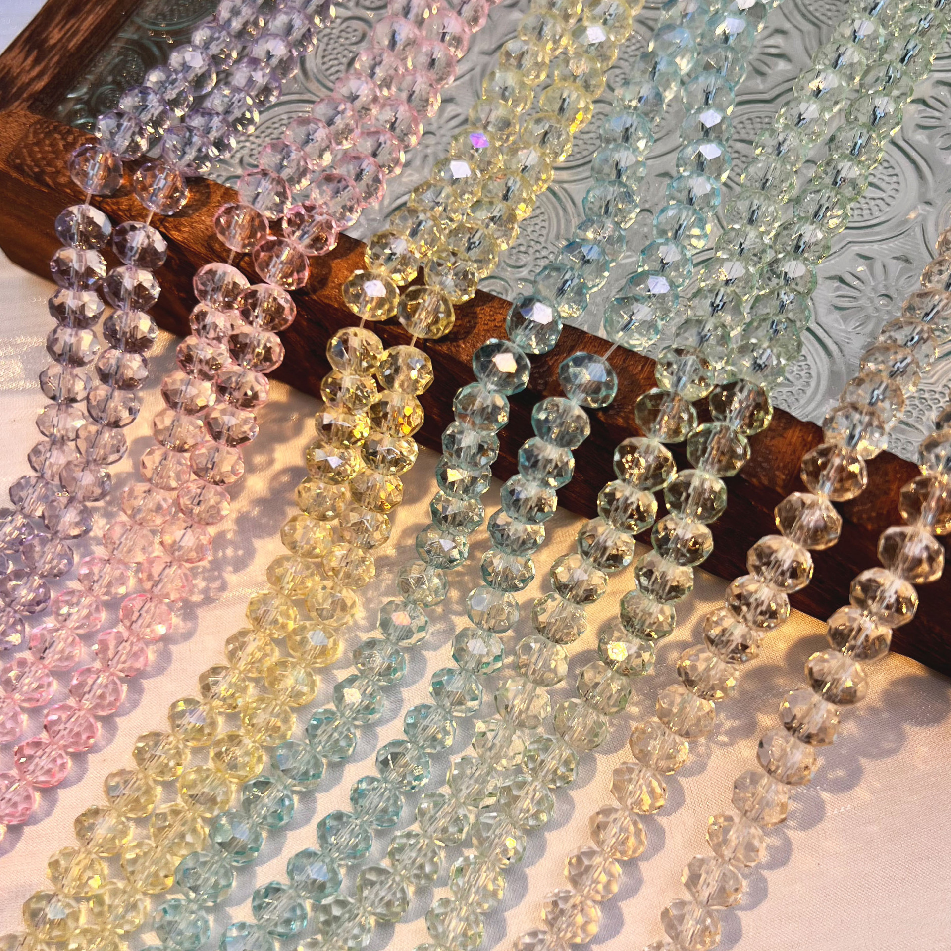 Handmade DIY Crystal Beads Spacer Beads Bracelet Accessories Rhombus Glass Beads For Jewelry Making Multiple Colors