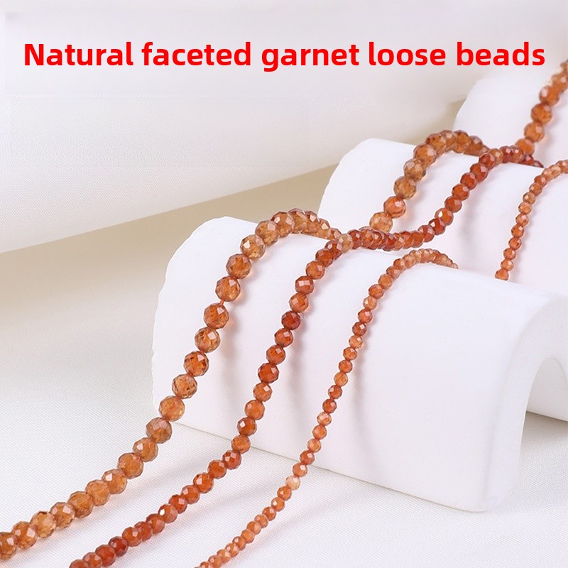 1 Piece Natural Garnet Cutting Beads With 3mm Diameter For Jewelry Accessories