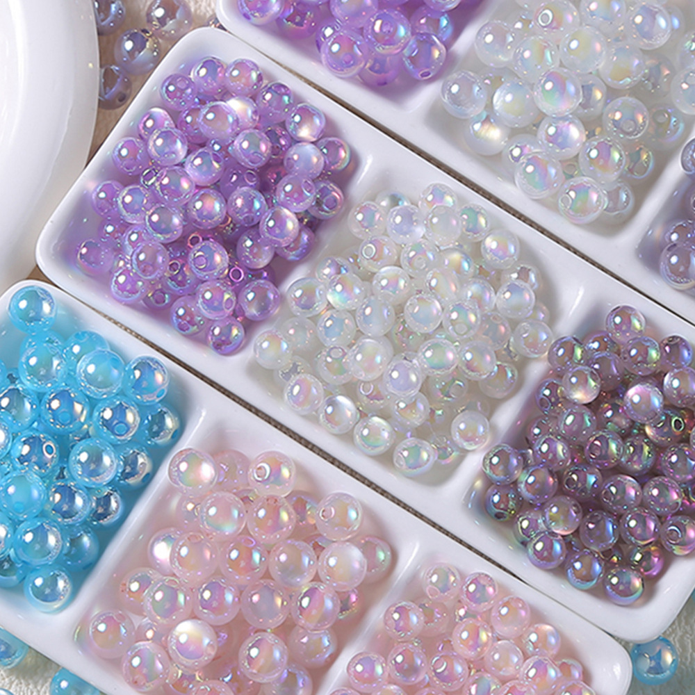 New Electroplated Cat's Eye Round Beads Material DIY Handmade Necklace Bracelet Loose Beads Jewelry Making Supplies Aurora