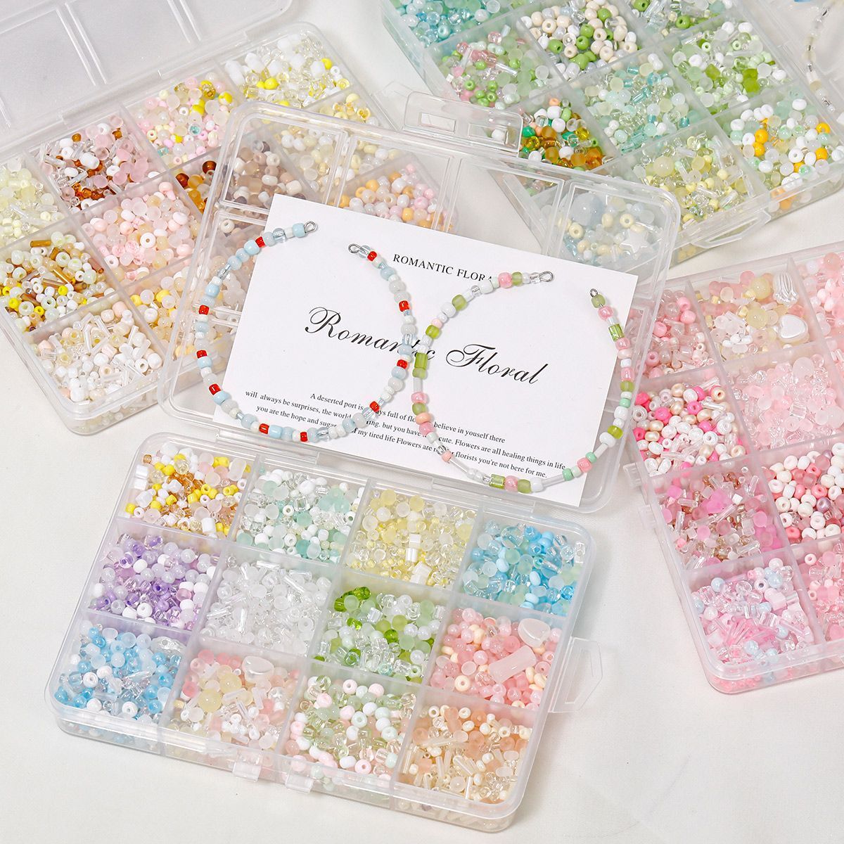 24-Box Mixed Glass Beads Handmade Bracelet DIY Accessories Complete Set Handcraft Beading Material Craft Supplies Jewelry Parts