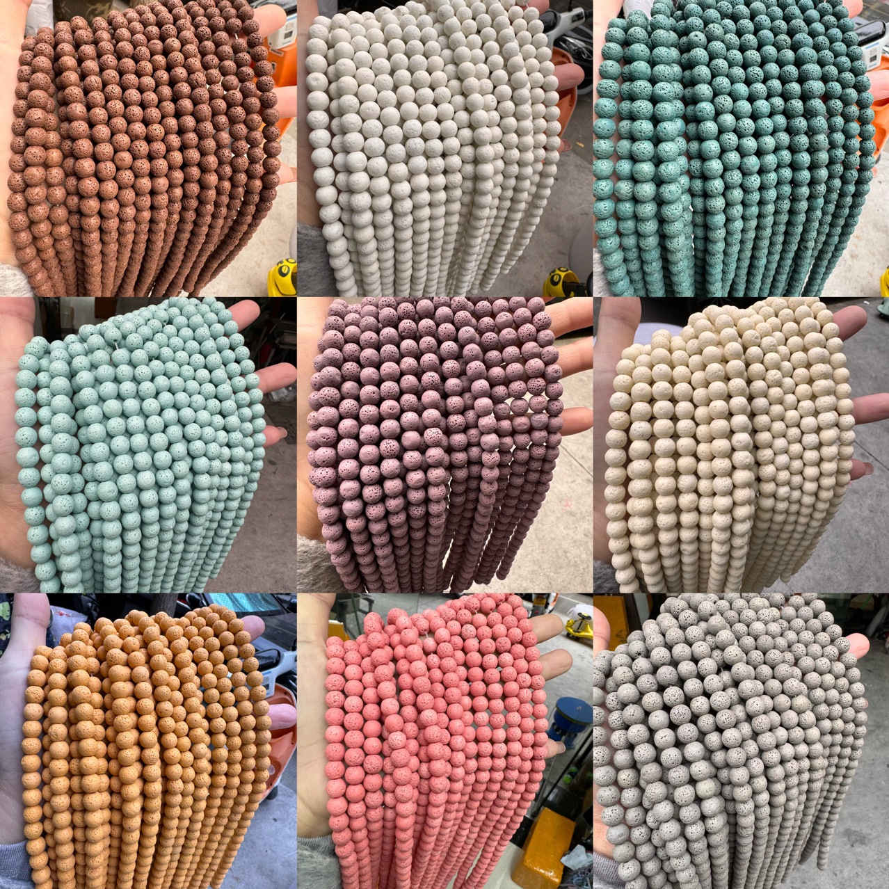 Hot Sale New Colorful Volcanic Natural Stone Round Beads Semi-Finished DIY Bracelet Jewelry Accessories Baroque Style Cut