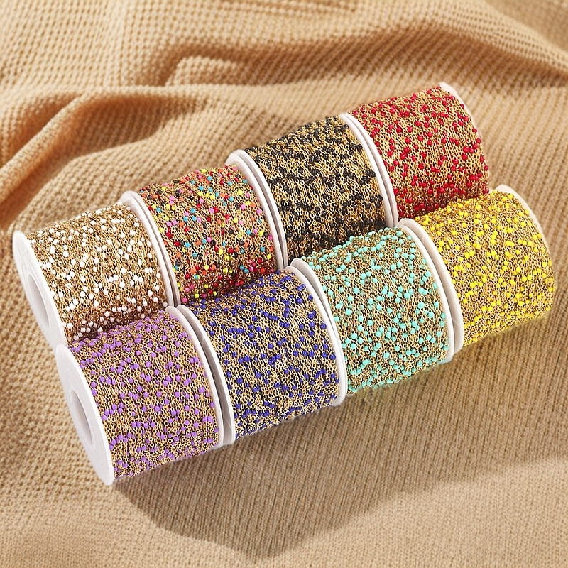 Stainless Steel Flat Cross Beaded Chain Jewelry Making DIY Handcraft Raw Material Plated Craft Bracelet Necklace Chain