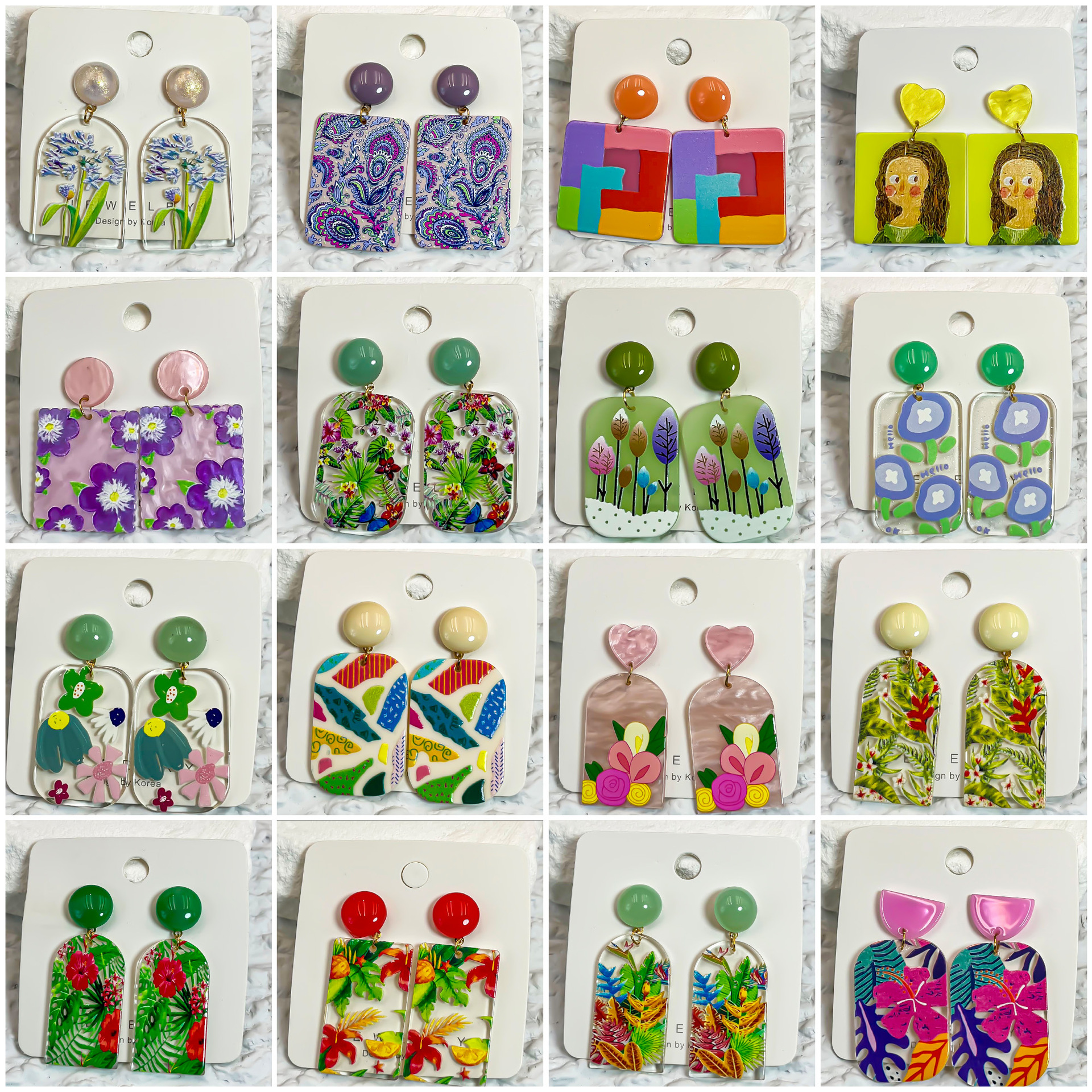 Exaggerated Plant Drop Earrings For Women Featuring Acrylic Material And Inlay