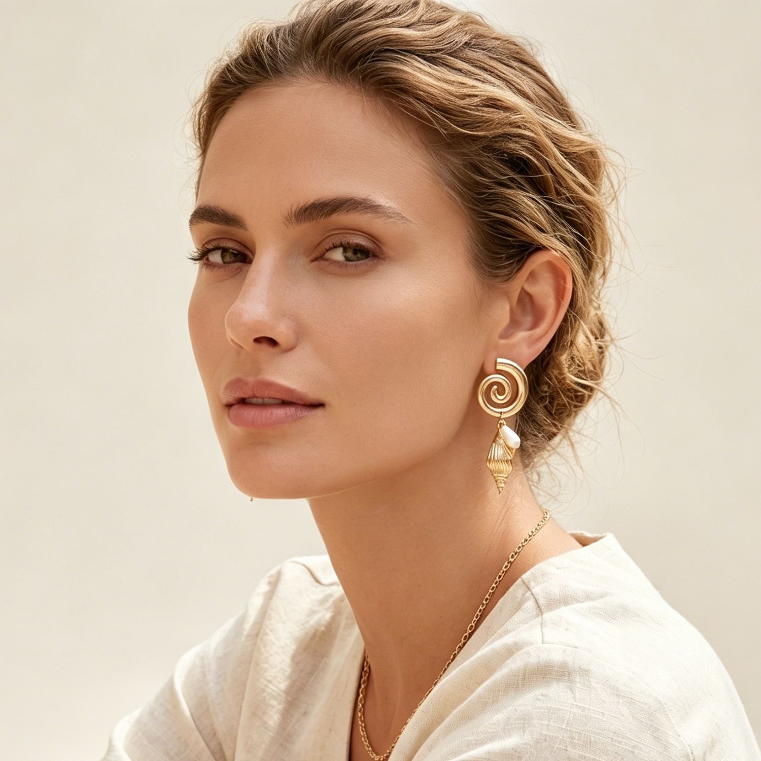 Conch Earrings For Women In Alloy With Electroplated Finish And 304 Stainless Steel Ear Pins