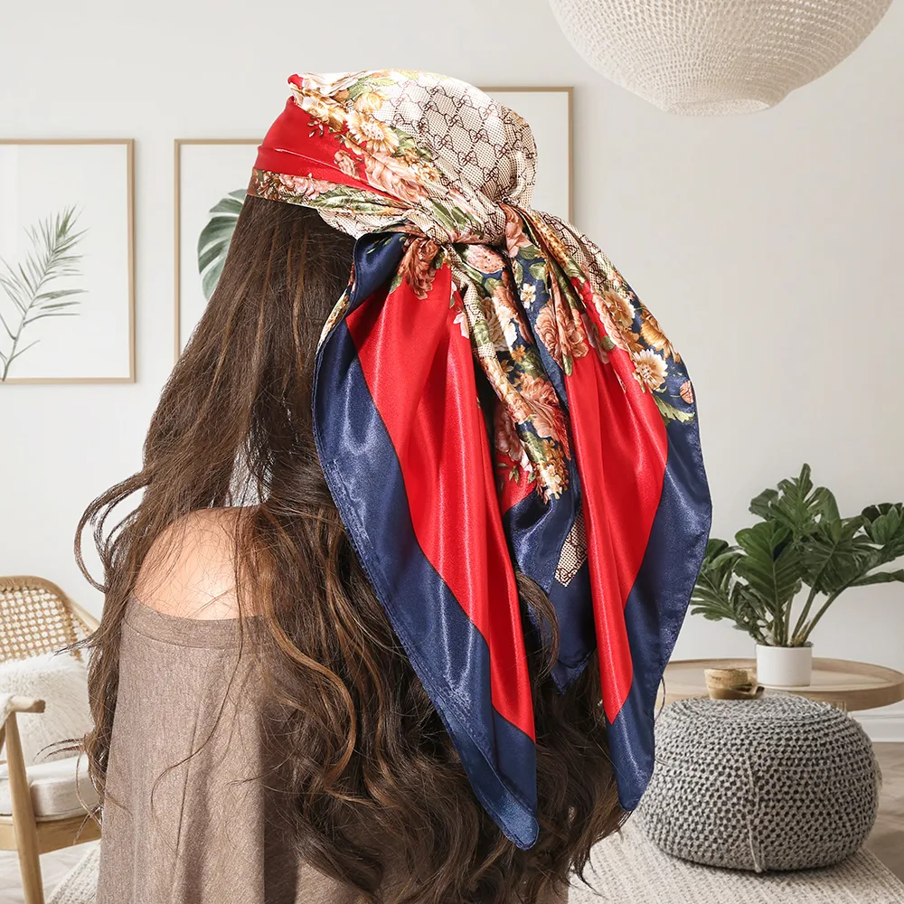 Women's IG Style Casual Lady Printing Satin Silk Scarf Kerchief Bandanas