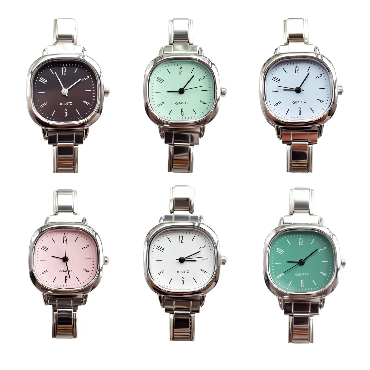 Women's Square Quartz Watch With Stainless Steel Strap And Pin Buckle, Featuring Ordinary Glass Mirror