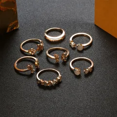 Fashion Flowers Ring For Women In Alloy Featuring Artificial Gemstones With Electroplated Design 3