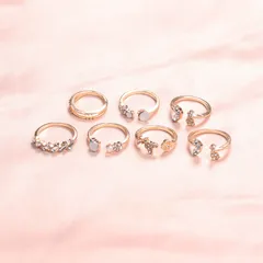 Fashion Flowers Ring For Women In Alloy Featuring Artificial Gemstones With Electroplated Design 4
