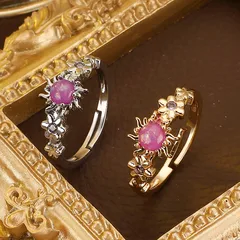 Elegant Simple Style Flower Alloy Plating Couple Unisex Open Rings 5