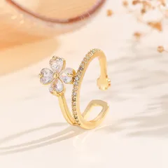 Lucky Heart Elegant Women’s Ring In Gold Alloy With Electroplated Finish And Zircon Inlay 3