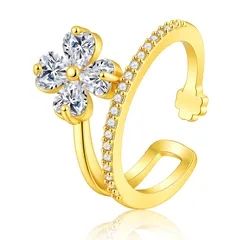 Lucky Heart Elegant Women’s Ring In Gold Alloy With Electroplated Finish And Zircon Inlay 5