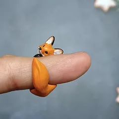 Fox Ring For Women In Cartoon Style Featuring Orange Enamel Alloy Design 2