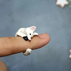 Fox Ring For Women In Cartoon Style Featuring Orange Enamel Alloy Design 4