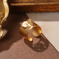 Oval Blue Glass Inlay Rings For Women, 1 Pair, 18K Real Gold Plated With 0.03µm-0.05µm Thickness 2
