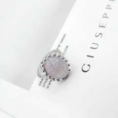 Oval Zinc Alloy Women’s Ring For Everyday Wear, Silver Plated With 0.01µm Thick Coating And Resin Inlay 3