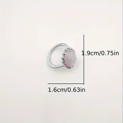 Oval Zinc Alloy Women’s Ring For Everyday Wear, Silver Plated With 0.01µm Thick Coating And Resin Inlay 4