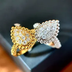 Paisley Ring For Women In Brass With 24K Real Gold Plated Coating 0.03µm-0.05µm Featuring Zircon Inlay