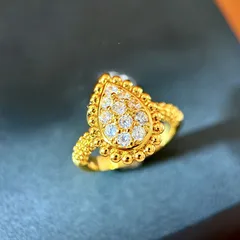 Paisley Ring For Women In Brass With 24K Real Gold Plated Coating 0.03µm-0.05µm Featuring Zircon Inlay 3