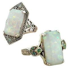 Retro Geometric Ring For Women In Alloy With Artificial Gemstones Inlay 4