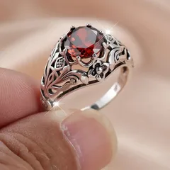 Retro Geometric Rings For Women In Silver Alloy Featuring Antique Silver Plated Electroplated Finish 2
