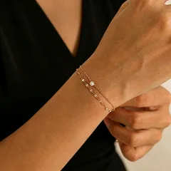 Rose Pattern Unisex Bracelet Keychain For Rings, Alloy Material With KC Golden Plated 0.03µm Thickness And Zircon Inlay