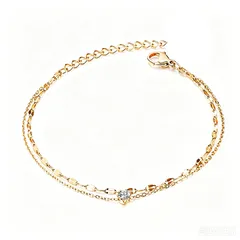 Rose Pattern Unisex Bracelet Keychain For Rings, Alloy Material With KC Golden Plated 0.03µm Thickness And Zircon Inlay 5