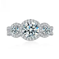 Round Moissanite Ring For Women In 925 Sterling Silver, Silver Color