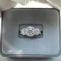 Round Moissanite Ring For Women In 925 Sterling Silver, Silver Color 2
