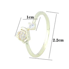 Women’s Crown Ring In Metal With Zircon Inlay, Gold Finish, Featuring New Style 5
