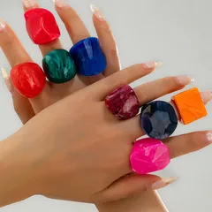 For Women Irregular Acrylic Rings With Polished Finish 2