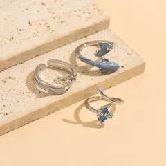 Fish For Women Zinc Alloy Rings Featuring Asymmetrical Design With KC Golden Plated Finish And Rhinestone Inlay 3